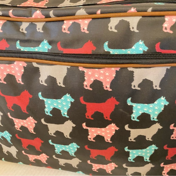 Miss Lulu Matte Finish Oilcloth Satchel Messenger Bag Dogs - Picture 7 of 15